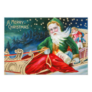 Vintage Retro Weihnachtsmann Weihnachtspostkarte Fotodruck
