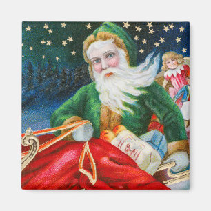 Vintage Retro Weihnachtsmann Weihnachtspostkarte Magnet