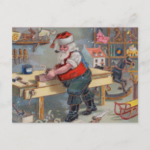 Vintage Retro Weihnachtsmanns Weihnachtswerkstatt Postkarte