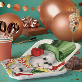 Vintage Retro Weihnachtsschneedecke Party Pappteller