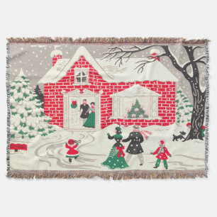 Vintage Retro Weihnachtsszene wenig rotes Haus Decke