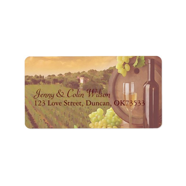 Vintage Retro Weinberg Sunset Hochzeitadresse Adressaufkleber (Vorne)