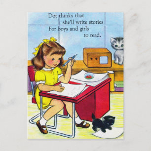 Vintage Retro Women Kitsch Dot denkt, dass sie sch Postkarte