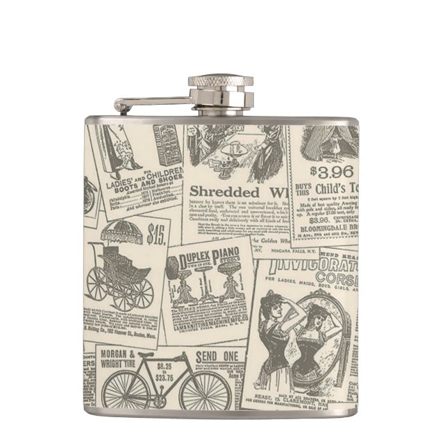 Vintage Retro-Zeitungsgeschenke  Flachmann (Vorderseite)