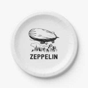 Vintage Retro Zeppelin - Luftschiffskizze Pappteller