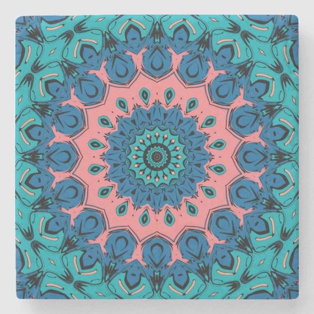Vintage Retro-Ziermandala Steinuntersetzer (Vorderseite)
