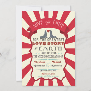 Vintage Retro-Zirkus-Ankündigung zum Merken des Te Save The Date