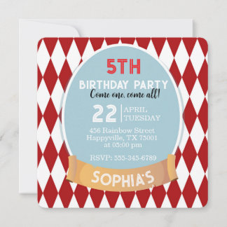 Vintage Retro-Zirkus-Geburtstag Einladung