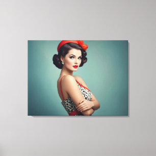 Vintage Retrofrau Leinwanddruck