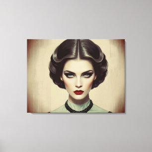 Vintage Retrofrau Leinwanddruck