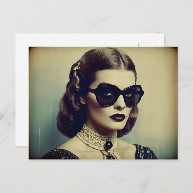 Vintage Retrofrau Postkarte (Vorne/Hinten)