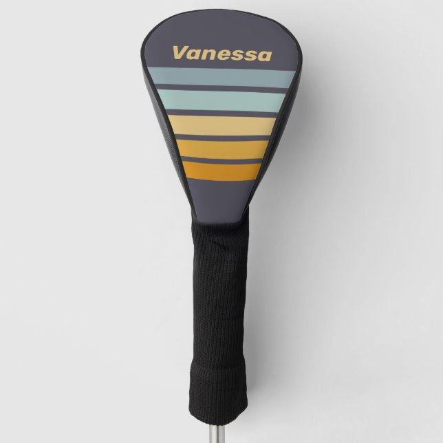 Vintage Retrograde Rainbow Across Striping & Name Golf Headcover (Vorderseite)