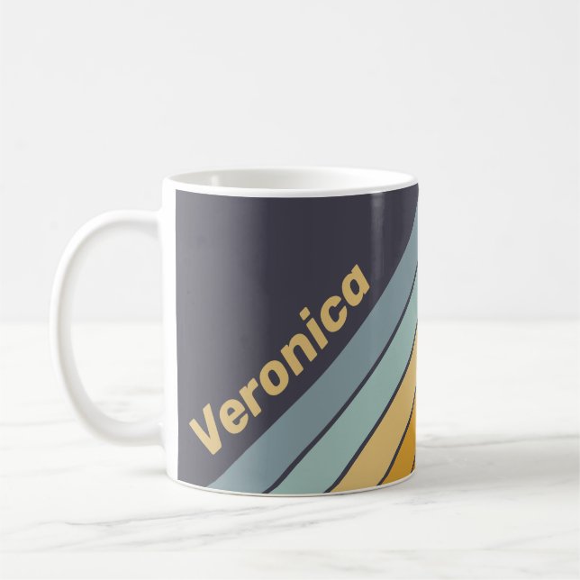 Vintage Retrograde Rainbow Stripes with Name Kaffeetasse (Links)