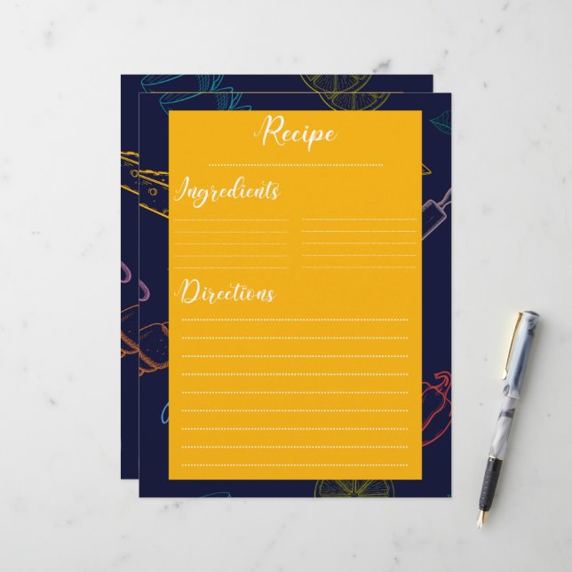 Vintage Retroküche Rezept (Vorderseite/Rückseite Beispiel)