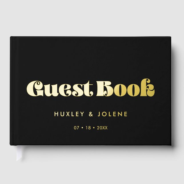 Vintage Retroskripthochzeit Gästebuch (Vorderseite)