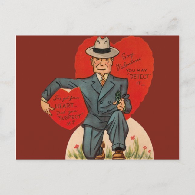 Vintage retrospektive Detektionskarte Feiertagspostkarte (Vorderseite)