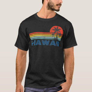 Vintage Retrostreifen, Palmen und Sonnenuntergang T-Shirt