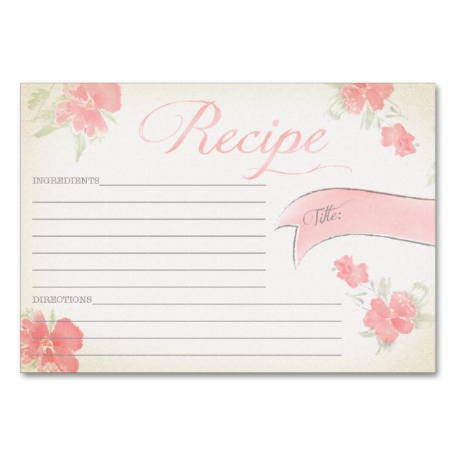 Vintage Rezept-Karte Tischnummer (Vorderseite)