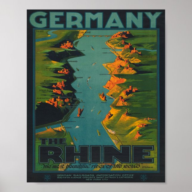 Vintage Rheinschifffahrt Poster (Vorne)