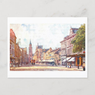 Vintage Rheinstrasse in Crefeld, Deutschland Postkarte