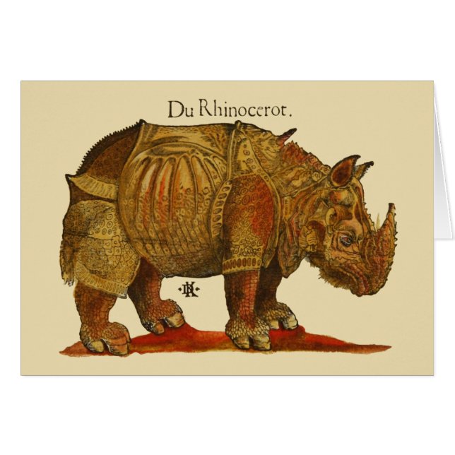 Vintage Rhino Durer's Rhinoceros Antike (Vorderseite (Horizontal))