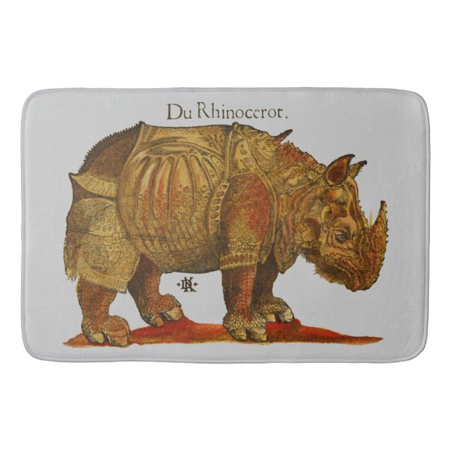 Vintage Rhino Durer's Rhinoceros Antike Badematte (Vorderseite)