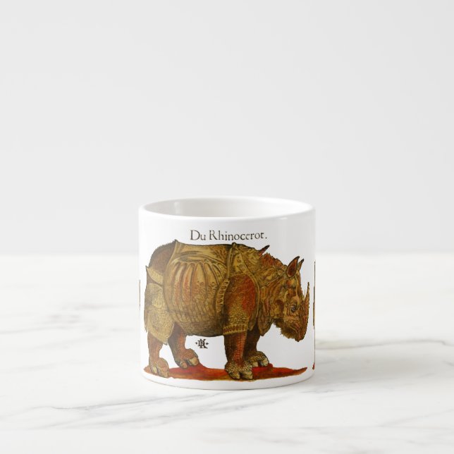 Vintage Rhino Durer's Rhinoceros Antike Espressotasse (Vorderseite)