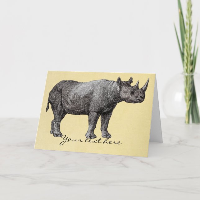 Vintage Rhino-Grußkarte Karte (Vorderseite)