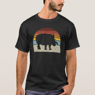 Vintage Rhino Retro Rhino Silhouette Niedlich Natu T-Shirt