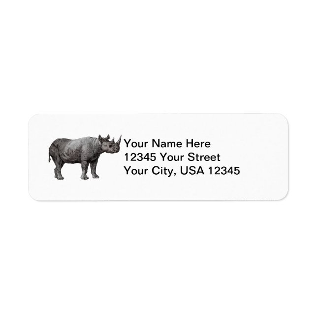 Vintage Rhino-Rücksendeadressen-Aufkleber (Vorne)