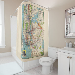 Vintage rideau de douche de la carte de métro New 