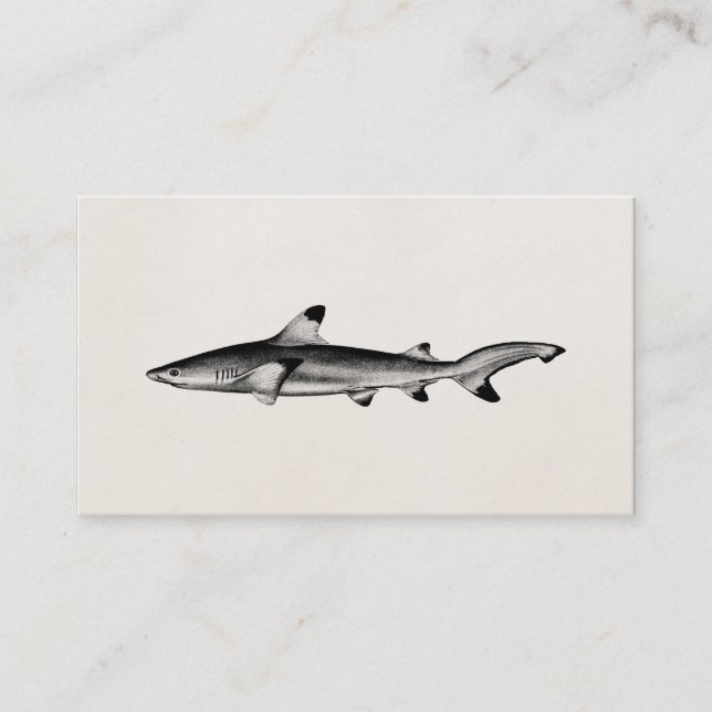 Vintage Riff-Haifisch-Illustration - Schwarzes Visitenkarte (Vorderseite)