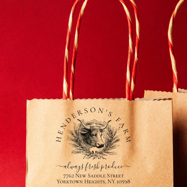 Vintage Rinderzuchtbetriebe Rücksendeadresse Gummistempel (Von Creator hochgeladen)