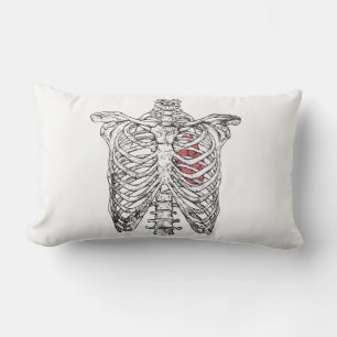 Vintage-Rippengestell und Herz Anatomie Halloween Lendenkissen