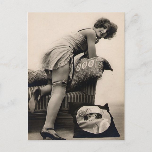 Vintage riskante Mädchenkunst Deko der 1920er Jahr Postkarte (Vorderseite)