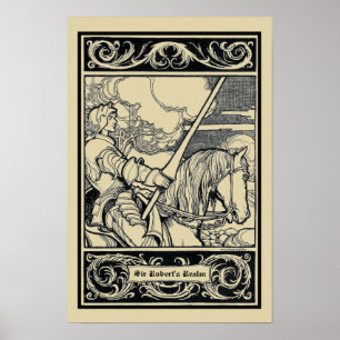 Vintage Ritter auf Pferd von W.H. Robinson Poster