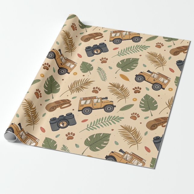 Vintage Road Trip Muster (3) Geschenkpapier (Ungerollt)