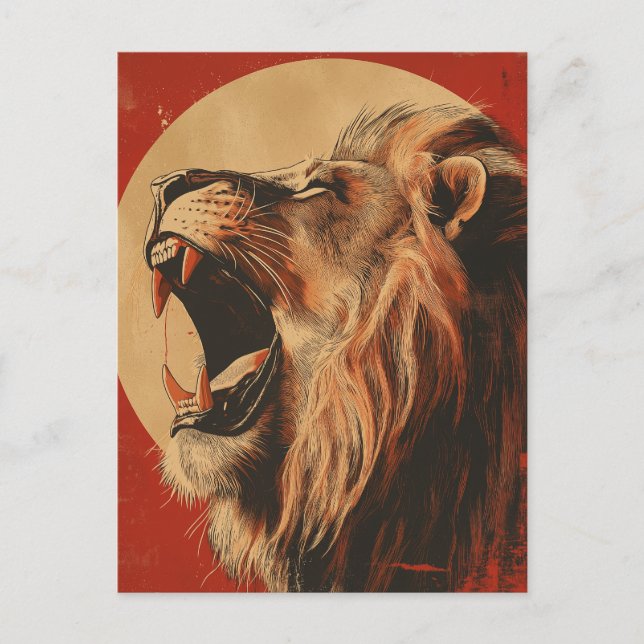 Vintage Roaring Lion  Postkarte (Vorderseite)