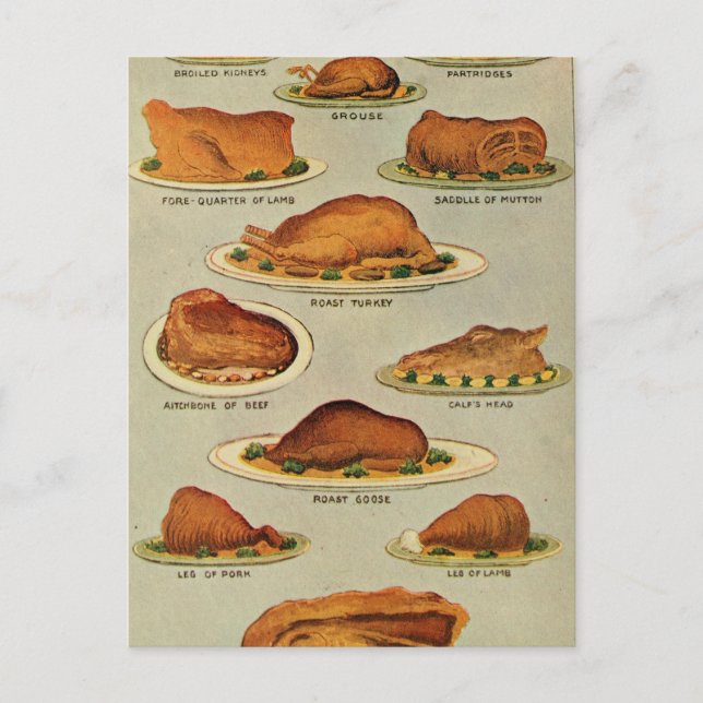 Vintage Roast Meat Postkarte (Vorderseite)