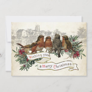 Vintage Robin Frohe Weihnachten Dorf Immergrün