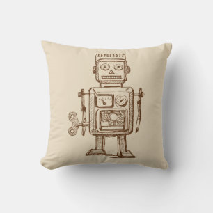 Vintage Roboterskizze / Zeichnend Kissen