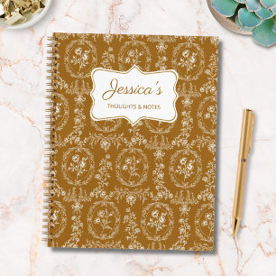 Vintage-Rocaille-Blumen Blumen personalisierter Na Notizbuch