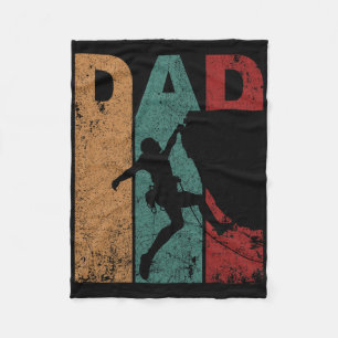 Vintage Rock Climbing Dad Silhouette Vater-Tag Fleecedecke