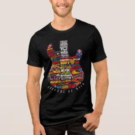 Vintage Rock Guitar Print with 70s and 80s Bands Tri-Blend Shirt