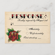 Vintage Rockabilly-Tattoo-Hochzeits-RSVP