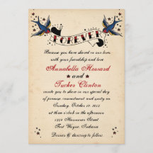 Vintage Rockabilly-Tattoo-Hochzeitseinladung