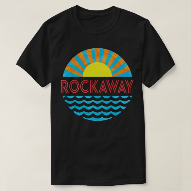 Vintage Rockaway Beach Sun and Waves T-Shirt (Design vorne)