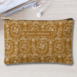 Vintage Rococo Flowers Floral Personalized Name Zubehörtasche