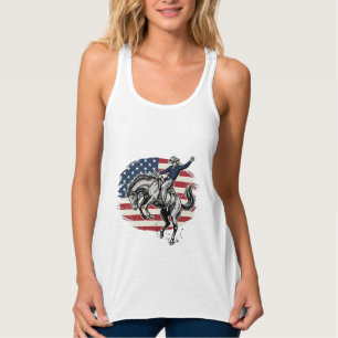 Vintage-Rodeo-Cowboy-patriotischer-Pferdereiter-Ve Tank Top