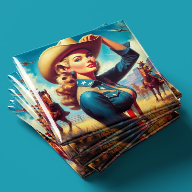 Vintage-Rodeo-Pin-up Magnet (Von Creator hochgeladen)